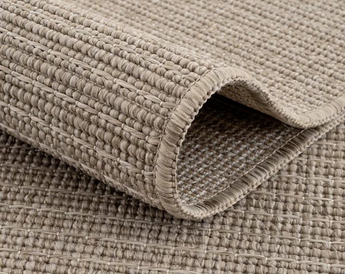 Beige Area Rug, Neutral Minimalist Rug, Textured Flatweave Carpet, Modern Living Room Rug, Natural Look Bedroom & Dining Room Rug