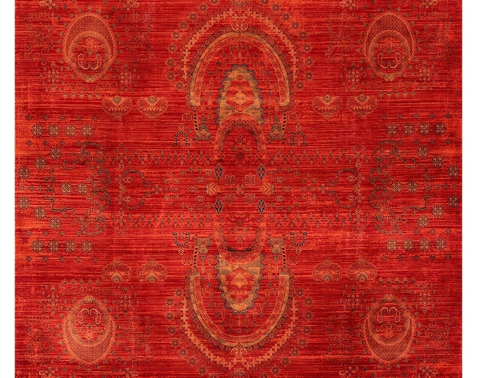 Red, the world's most densely woven carpet – Traditional Turkish Style Carpet, Soft Fringed Living Room Carpet