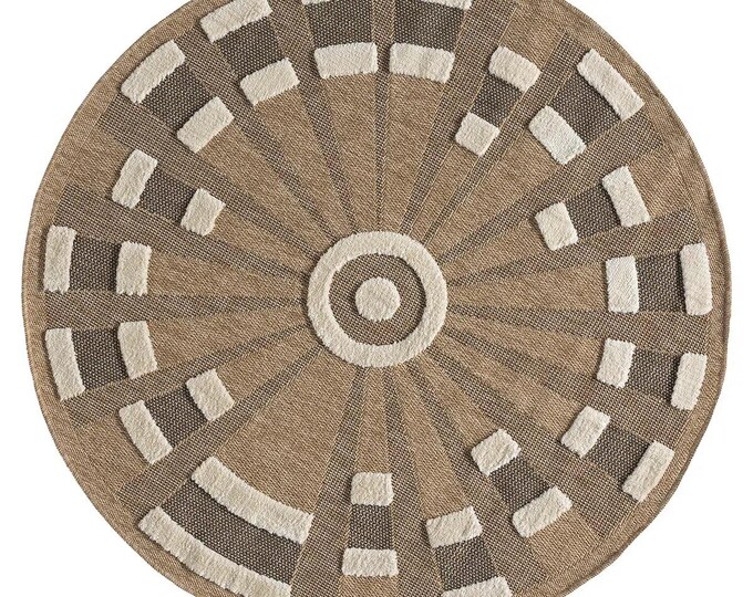 Stain-resistant black round jute rug, suitable for washing and wiping.