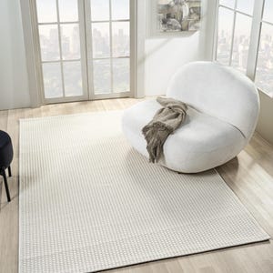Jute Look Area Rug, Neutral Flatweave Carpet, Boho Farmhouse Rug for Living Room, Bedroom & Entryway