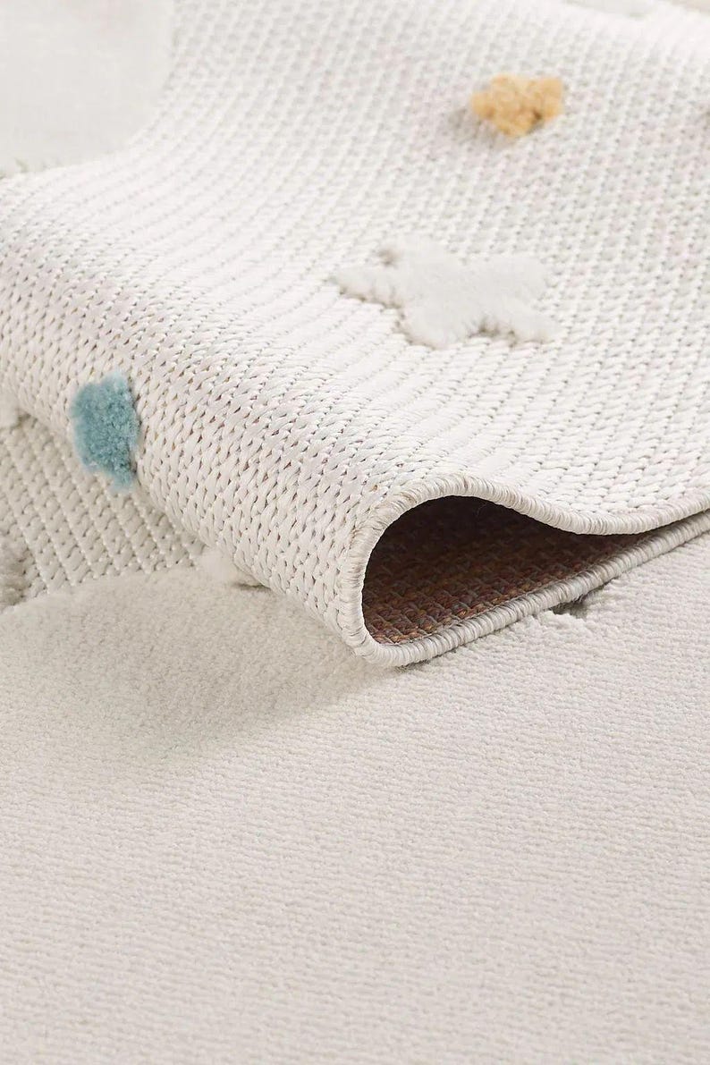 Scandinavian Moon & Cloud Kids Rug – Anti-allergic, Dust-free Nursery ...