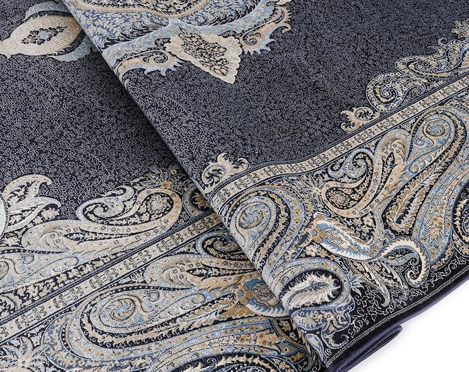 Blue Paisley Rug, Ottoman Style, Cotton Backing