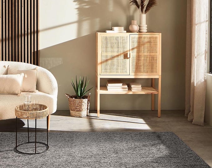 Dark Gray Jute Rug, Bedroom Decor, Living Room Rug