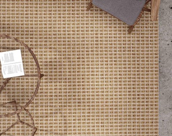 Beiger gewebter Teppich im Jute-Look - Flachgewebe im Landhaus-Stil
