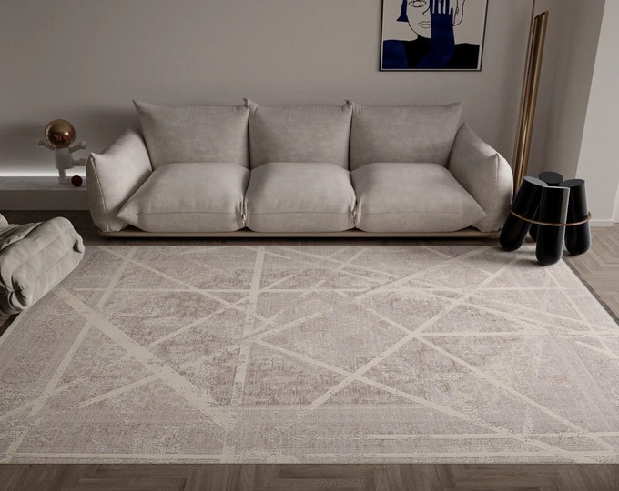 Very dense weave retro style Carpet – Geometric Pattern, Living Room Carpet
