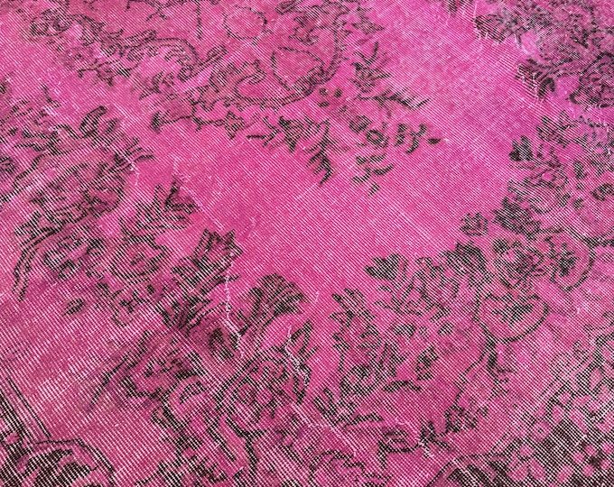 Handwoven Vintage Wool Rug – Fuchsia Ethnic Style Living Room Rug
