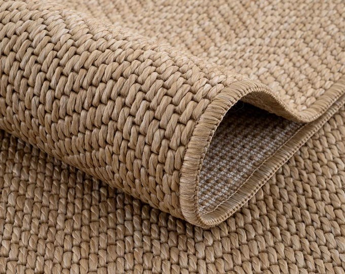 Natural Beige Woven Area Rug, Textured Neutral Living Room Rug, Minimalist Modern Carpet, Scandinavian Boho Rug, Large Bedroom Rug