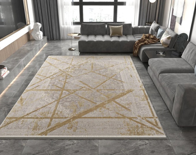 Hand-Dyed Viscose Acrylic Rug - Dense Woven Turkish Carpet