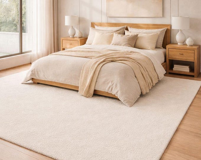 White Microfiber Carpet – Soft, Dust-Free, Modern Living Room Rug