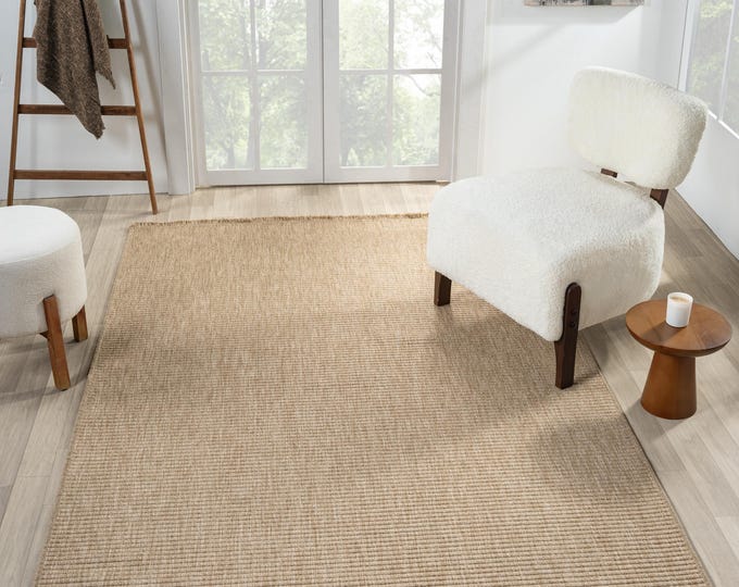 Jute Rug, Beige Flat-Weave Rug, Washable Scandinavian-Style Rug, Modern Boho Living Room Rug, Hallway Runner, Turkish Rug