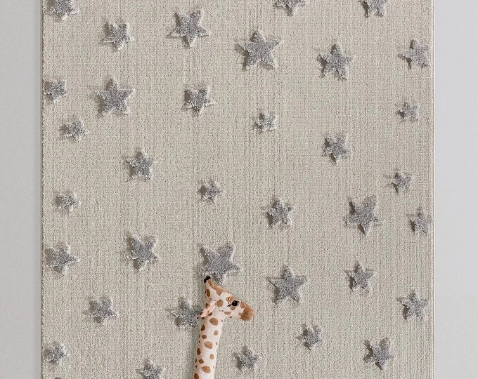 Starry Nursery Rug, Anti-allergic Kids Room Carpet