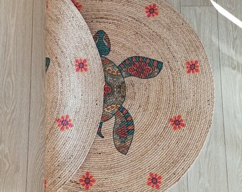 Tapis estival et durable avec figurine de tortue, tapis antiallergique pour salon et salle de repos, tapis pour salle d'exposition, tapis décoratif cadeau pour la maison neuve