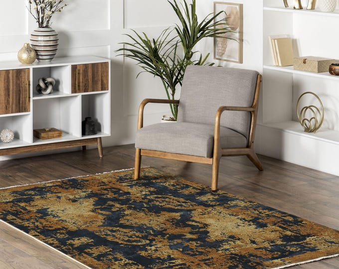 Colorful Turkish Rug, Geometric Kilim Pattern, Washable Area Rug