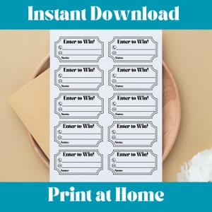 Enter to Win Tickets, Raffle Tickets, Printable Raffle Tickets, Easy Raffle, Print at Home Raffle Tickets, Tickets for Raffle