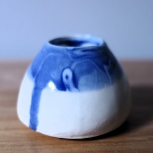 Handmade Small Bud Vase - Blue & White Ceramic Pottery, Unique Flower Holder, Artisan Crafted Home Decor