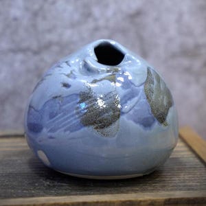 Teal and Blue Bud Vase Organic Found Object Style Ikebana