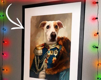 Prezent świąteczny dla szefa, spersonalizowany zwierzak, spersonalizowany portret zwierzaka, portret zwierzaka na płótnie, renesansowy portret psa, spersonalizowany prezent dla zwierzaka