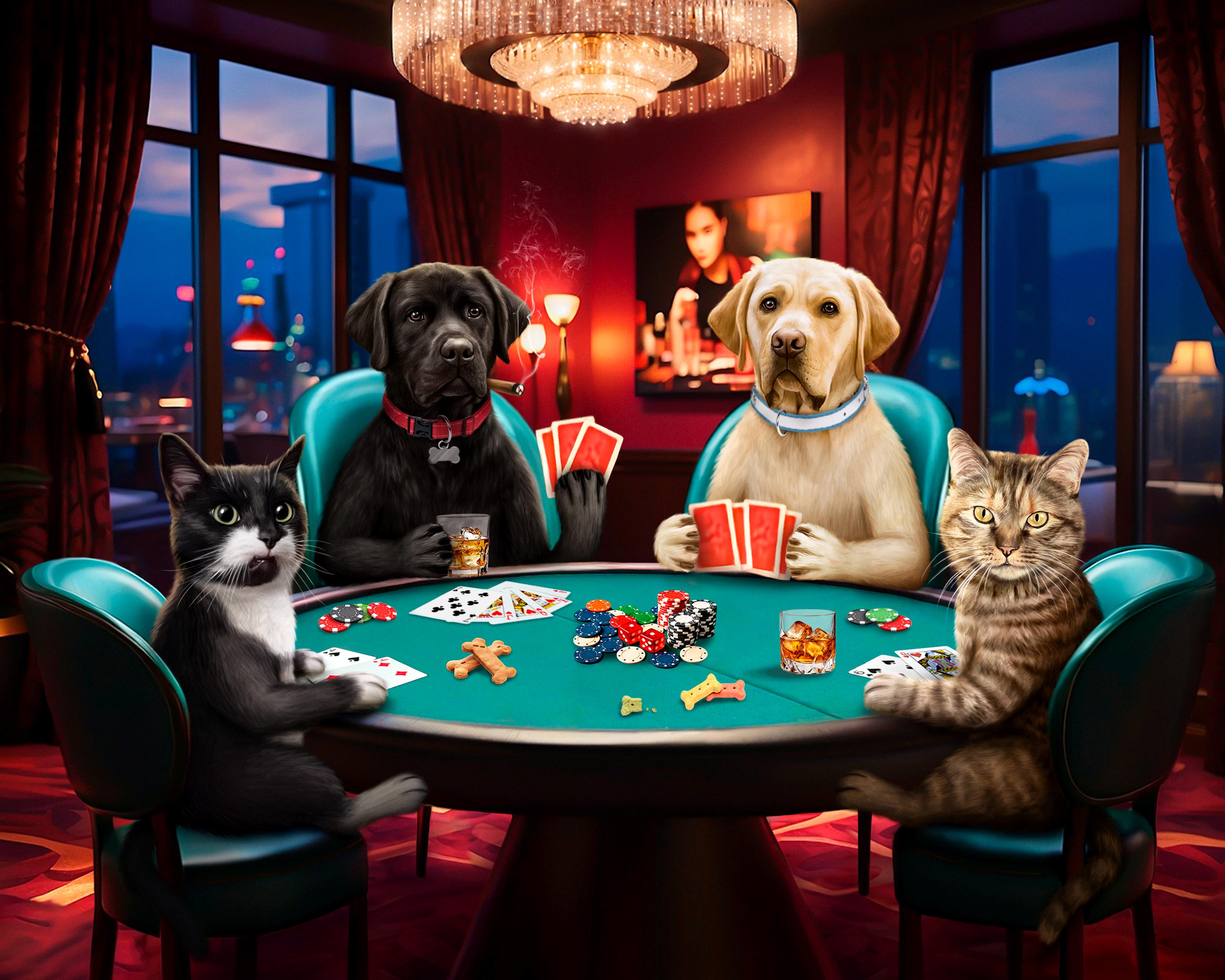 Dogs playing poker, funny custom gift, pet lover gift, pets playing poker, custom pet art, poker wall art, gift for son, canvas pets poker