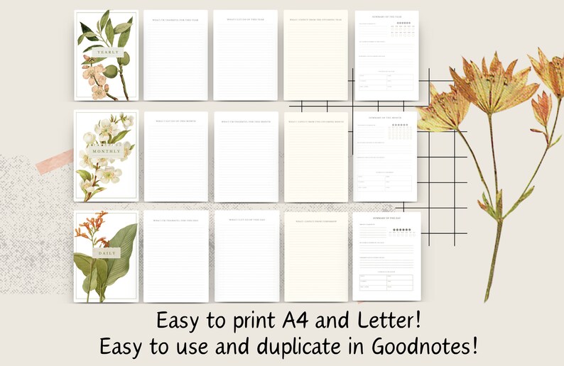PRINTABLE END OF the Year Gratitude Journal, End of the Month, End of ...