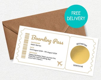 Personalised Boarding Pass, Holiday Scratch Card, Boarding Pass Scratch Card, Birthday Scratch Card, Scratch Card, Plane Ticket, Custom Gift