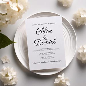 Stylish Wedding Invitation, Modern Wedding Invitations, Simple Wedding Invite, Wedding Invite Postcard, Personalised Invites with Envelopes