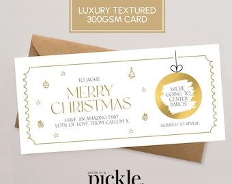 Christmas Scratch Card, Personalised Scratch Card, Christmas Scratch To Reveal Gift, Gift Reveal Ticket, Bauble Xmas Voucher