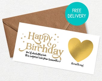 Personalised Luxury Birthday Scratch Card, Birthday Gift | Retro Text Scratch Card | Scratch to Reveal Ticket | Happy Birthday Scratch Card