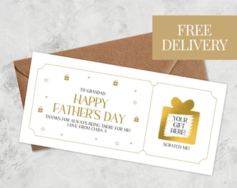 Personalised Father's Day Scratch Card | Happy Father's Day | Scratch to Reveal Ticket | Fathers Day | Dad Gift | Grandad Gift, Scratch Card