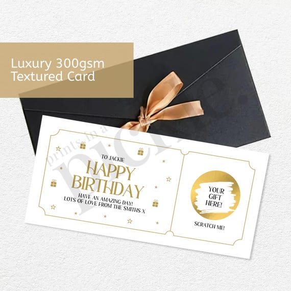 Biglietto Compleanno Con Gratta E Vinci Personalizzabile - Idea Regalo Originale Oro E Rosso - Foto 11