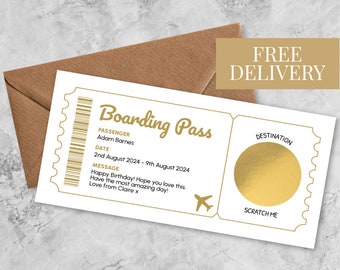 Personalised Boarding Pass, Holiday Scratch Card, Boarding Pass Scratch Card, Birthday Scratch Card, Scratch Card, Plane Ticket, Custom Gift