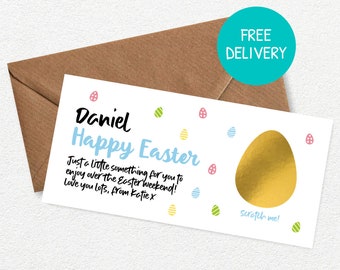 Personalised Easter Egg Scratch Card | Easter Gift | Bunny Scratch Card | Scratch to Reveal | Happy Easter Card | Easter Scratch Card | Egg