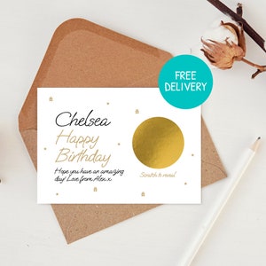 Personalised Birthday Scratch Card | Birthday Gift | Anniversary Scratch Card | Scratch to Reveal | Happy Birthday Card | Gold Scratch Card