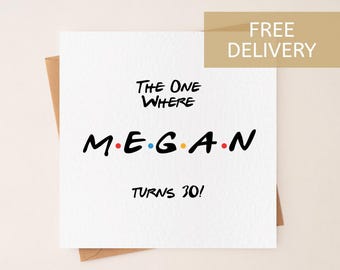 Friend TV Show Themed Birthday Card, Personalised Birthday Card, Any Age 18 21 25 30 40 50 60 Custom Birthday Greetings Card