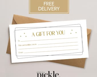 Custom Gift Voucher | Luxury Gift Voucher | Custom Gift Card | Gift Voucher, Personalised Gift Voucher, Surprise Ticket, Blank Voucher