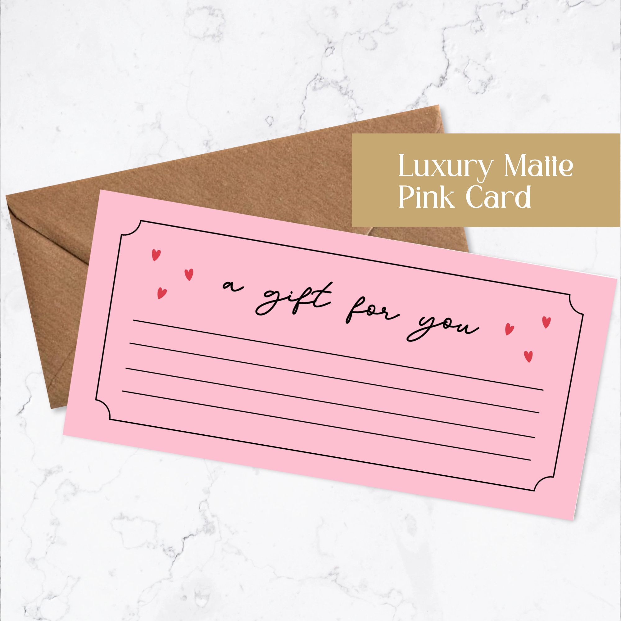 Pink Custom Gift Voucher Luxury Voucher Custom Gift Card Gift Voucher, Personalised Experience