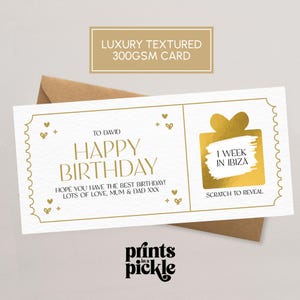 Personalised Gold Birthday Scratch Card, Birthday Present Scratch To Reveal Gift Voucher, Anniversary, Wedding Gift, LP01
