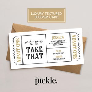 Personalised Concert Ticket | Birthday Reveal Gift | Admit One Ticket | Gift Reveal | Gig Ticket | Theatre Show Ticket | Gift Voucher Card