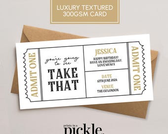 Personalised Concert Ticket | Birthday Reveal Gift | Admit One Ticket | Gift Reveal | Gig Ticket | Theatre Show Ticket | NS01