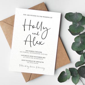 Wedding Invitation, Modern Wedding Invitations, Minimal Wedding Invite, Simple Wedding Invite, Printed Invites, Postcard Wedding Invites