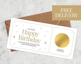 Personalised Luxury Birthday Scratch Card, Birthday Gift | Anniversary Scratch Card | Scratch to Reveal Ticket | Happy Birthday Scratch Card