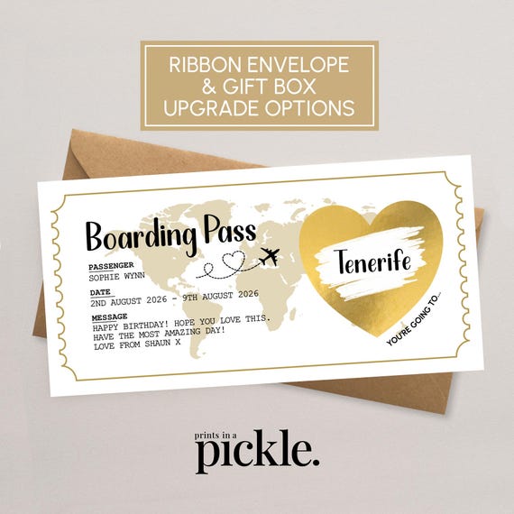 Personalised Scratch Reveal Boarding Pass, Scratch Reveal For Holiday Surprise, Destination Reveal Surprise, Surprise Holiday Ticket