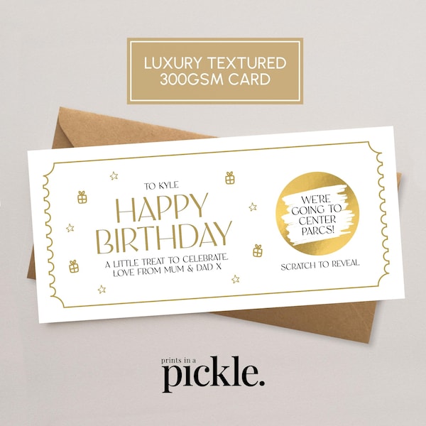 Birthday Scratch Card | Personalised Scratch To Reveal Gift | Luxury Scratch To Reveal Ticket | Birthday Gift Card | Scratch Voucher | LC01