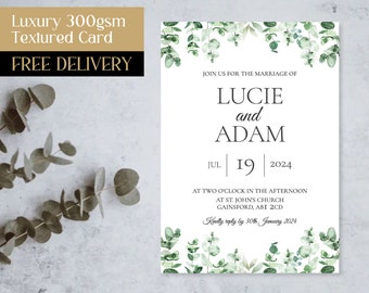 Wedding Invitations - Eucalyptus Wedding, Modern Wedding Invite, Wedding RSVP, Evening Reception Invite, Printed Wedding Invitations