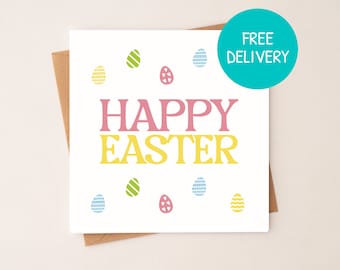 Happy Easter Card, Easter Greetings Card, Happy Easter, Easter Gift, Easter Egg Card, Pastel Easter Eggs