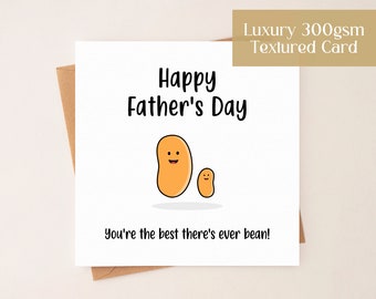 Bean Father's Day Card, Happy Father's Day, Dad Card, Card for Dad, Fathers Day Greetings Card, Grandad, Father's Day