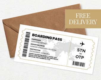 Personalised Boarding Pass, Birthday Holiday Ticket, Custom Boarding Pass, Vacation Ticket, Birthday Gift, Surprise Gift, Plane Ticket