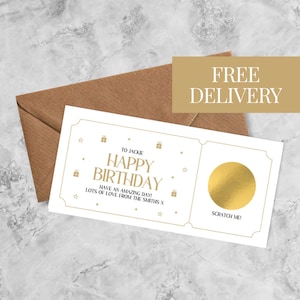 Personalised Luxury Birthday Scratch Card, Birthday Gift | Anniversary Scratch Card | Scratch to Reveal Ticket | Happy Birthday Scratch Card