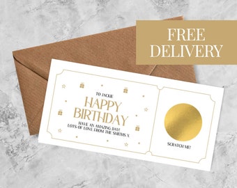 Personalised Luxury Birthday Scratch Card, Birthday Gift | Anniversary Scratch Card | Scratch to Reveal Ticket | Happy Birthday Scratch Card