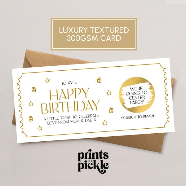 Birthday Scratch Card | Personalised Scratch To Reveal Gift | Luxury Scratch To Reveal Ticket | Birthday Gift Card | Scratch Voucher | LC01