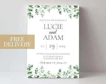 Personalised Eucalyptus Wedding Invitations, Luxury Wedding Invites, RSVP, Evening Reception Invite, Printed Wedding Invitations, Full Set